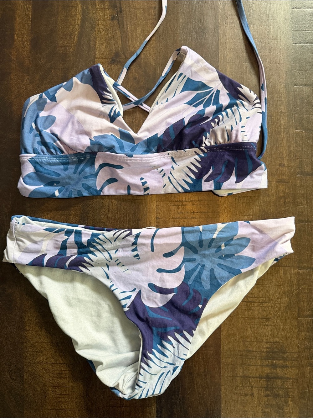 Splendid Lavender & Blue Tropical Print Bikini